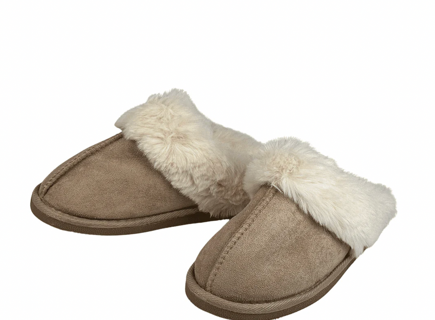 Women’s Faux Suede Slippers with Plush Ankle Collar | Chestnut