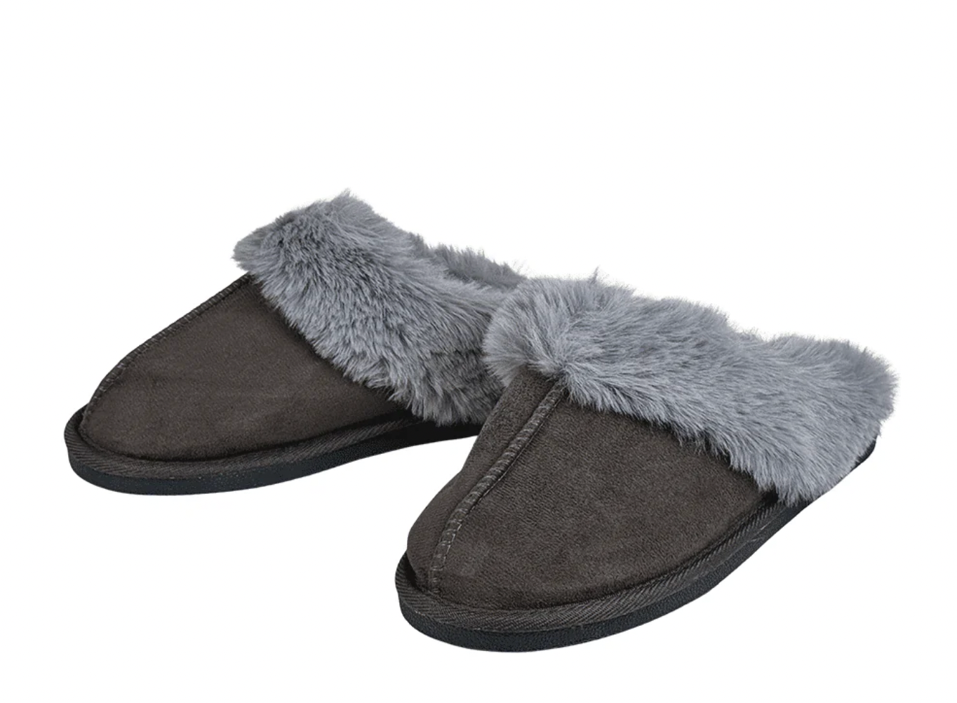 Women’s Faux Suede Slippers with Plush Ankle Collar | Chestnut