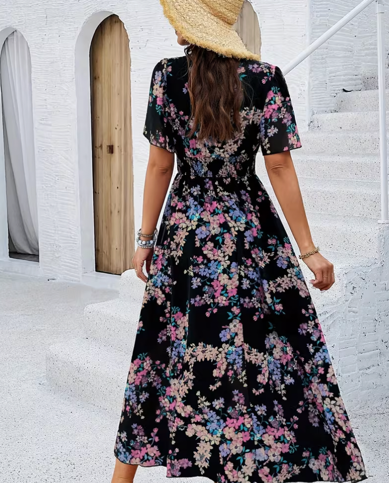 Women’s Floral Print Midi Dress | Black