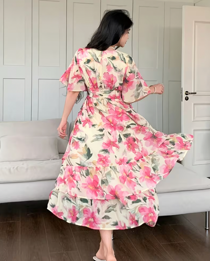 Women’s Summer Floral Print Dress | Blush Pink