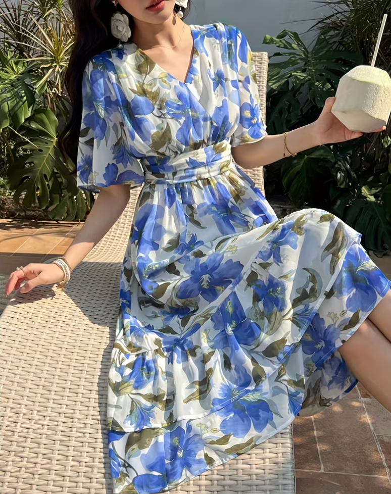 Women’s Summer Floral Print Dress | Blush Pink