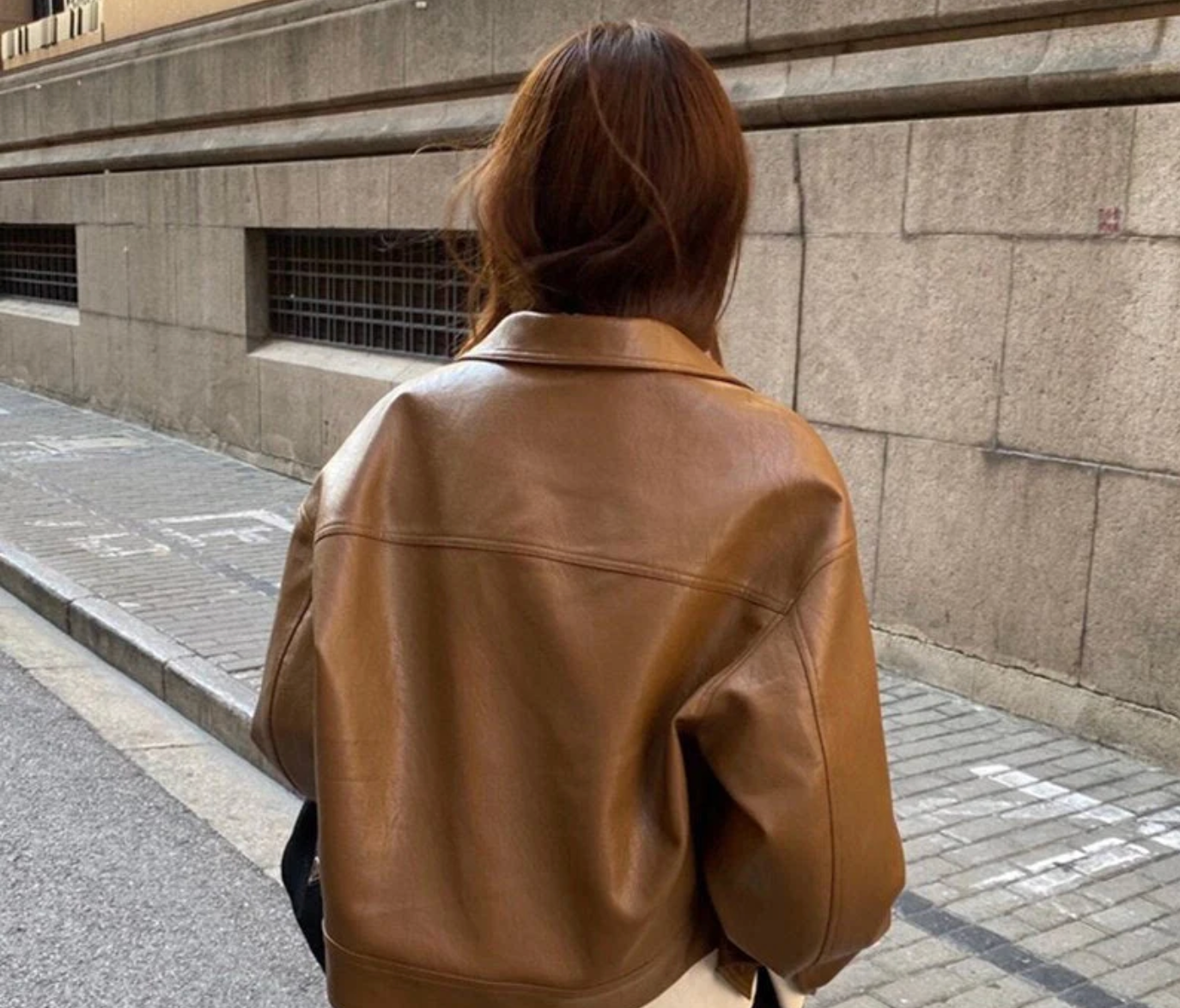 Short Leather Women’s Jacket | Warm Camel Brown