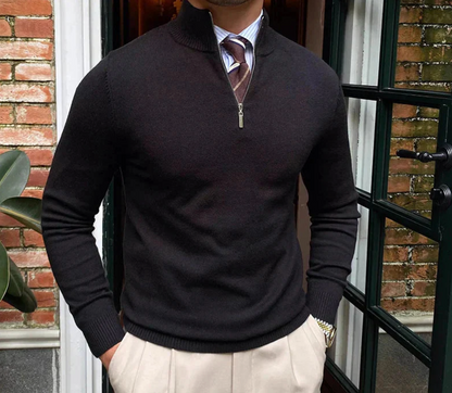 Men’s Half-Zip Sweater – High Collar | Classic Business Style