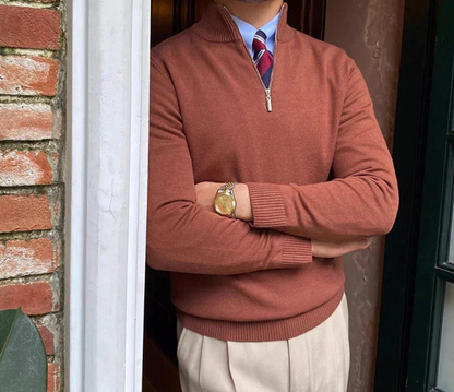 Men’s Half-Zip Sweater – High Collar | Classic Business Style