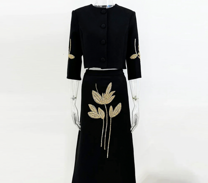 Chic Two Piece Set for Women | Black & Gold