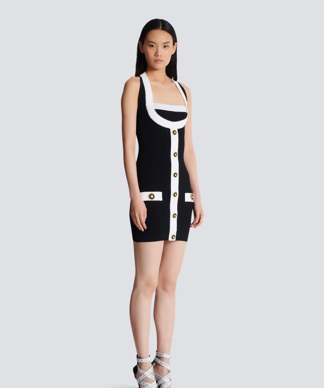 New Spring Simple Design Black Patchwork Dress
