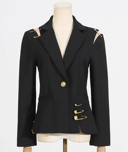 Split Work and Paperclip Details | Elegant Women's Jacket