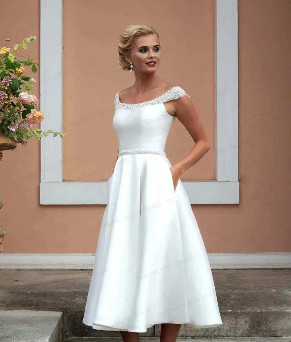 Simple Short Satin Dress | Knee-Length Elegance