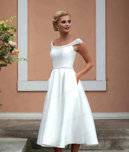 Simple Short Satin Dress | Knee-Length Elegance