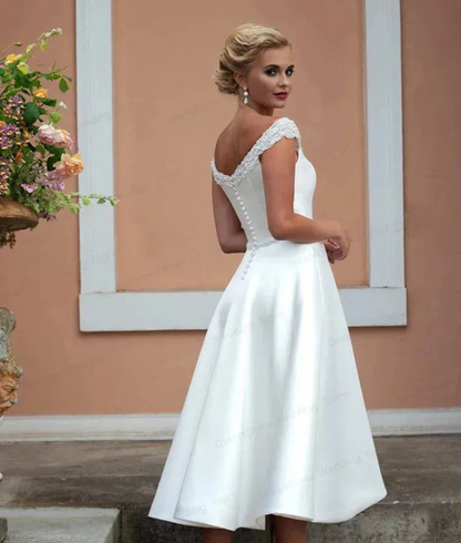 Simple Short Satin Dress | Knee-Length Elegance