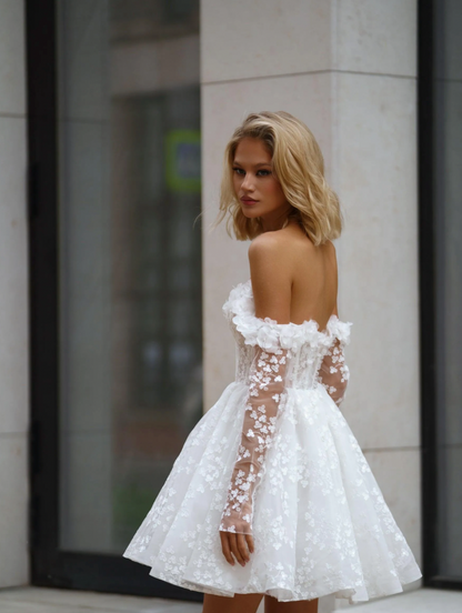 Long Sleeves and Feather Trim | Modern Dress