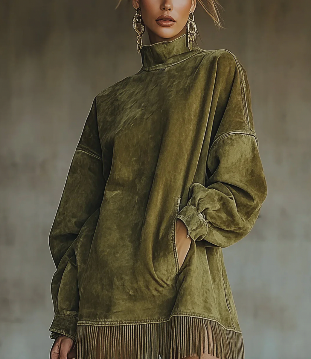 Aurrela | Suede Dress with Fringes