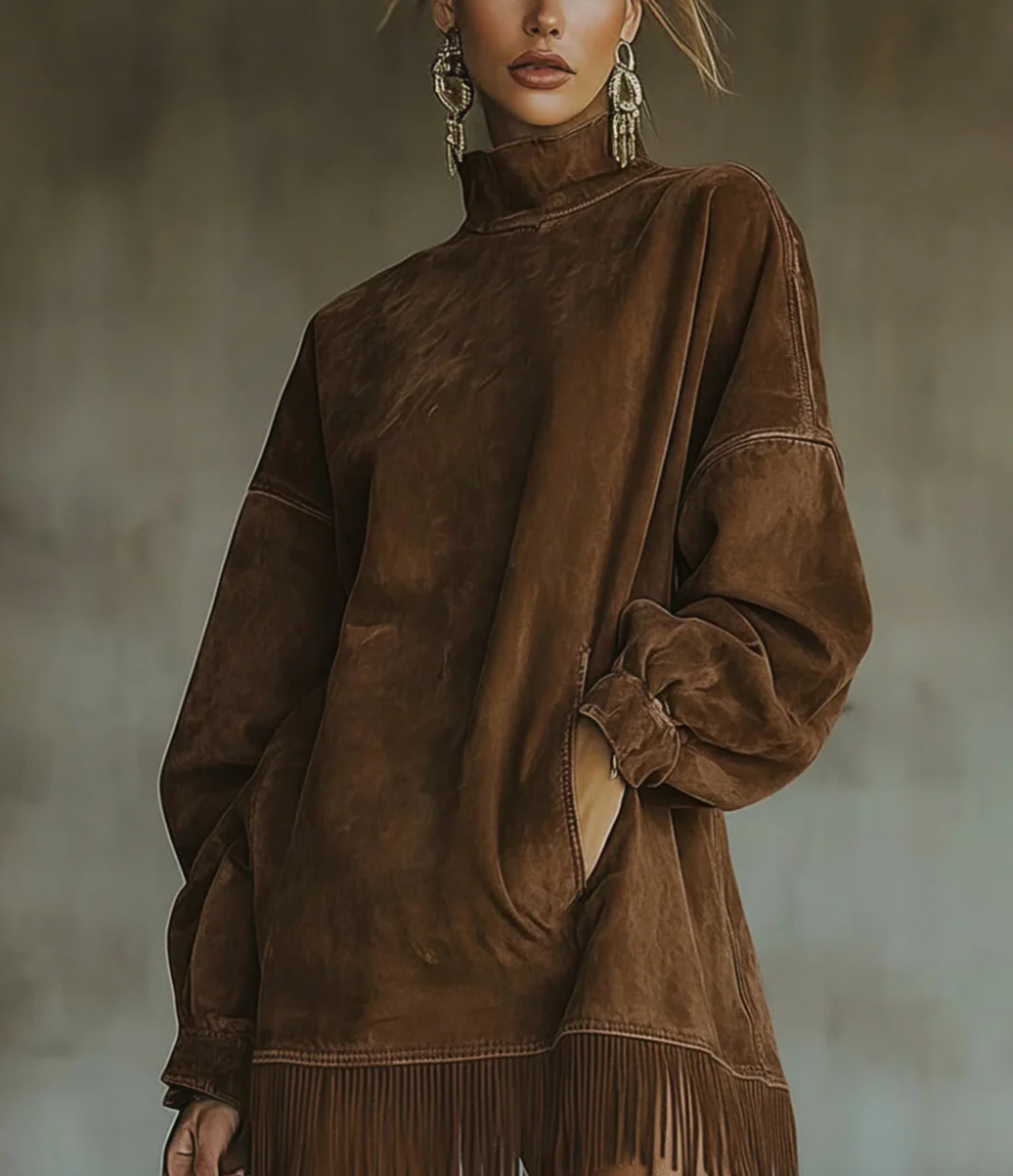 Aurrela | Suede Dress with Fringes