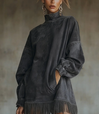 Aurrela | Suede Dress with Fringes
