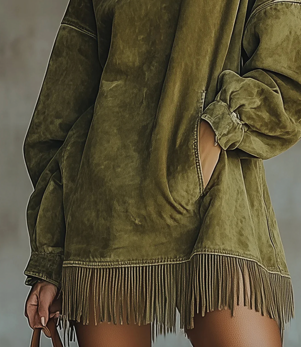 Aurrela | Suede Dress with Fringes
