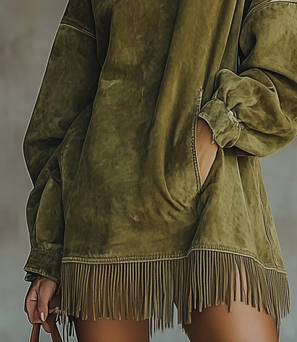 Aurrela | Suede Dress with Fringes