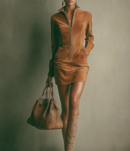 Aurrela | Suede Zip Dress
