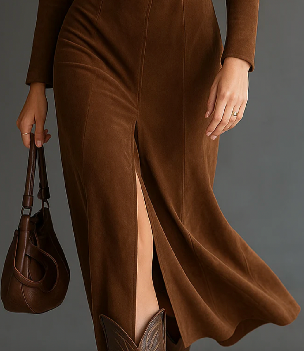 Aurrela | Faux Suede Midi Dress