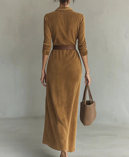 Aurrela | Chic Suede Maxi Gown