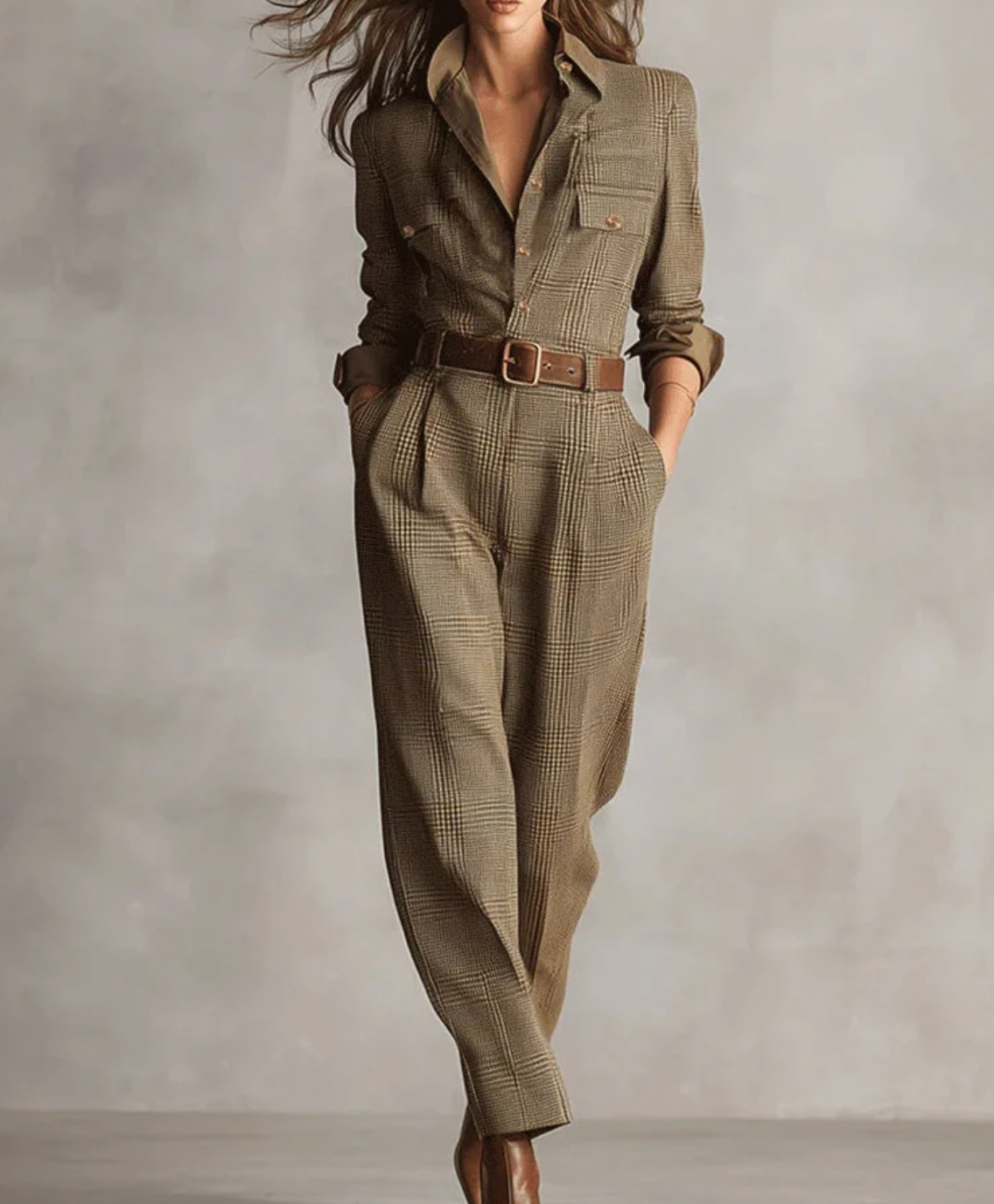 Aurrela – Elegant Plaid Jumpsuit