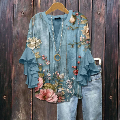 Aurrela | Garden Bloom Ruffle Blouse