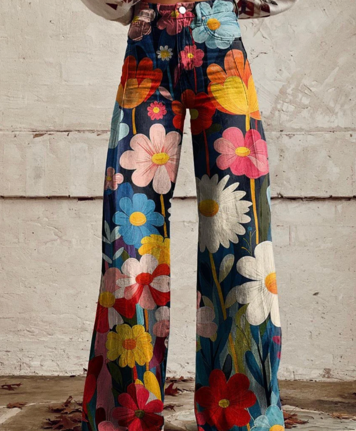 Aurrela | Floral Print Wide Leg Trousers