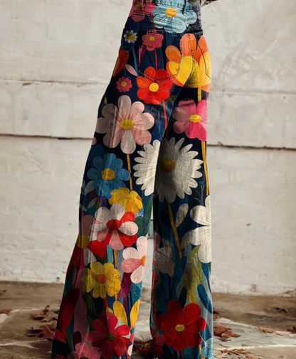 Aurrela | Floral Print Wide Leg Trousers