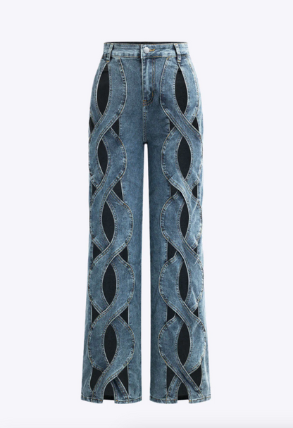 Aurrela | Stylish Cutout Design Straight Leg Jeans