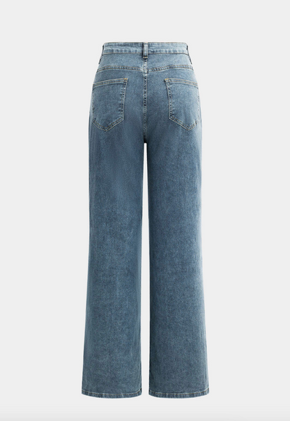 Aurrela | Stylish Cutout Design Straight Leg Jeans