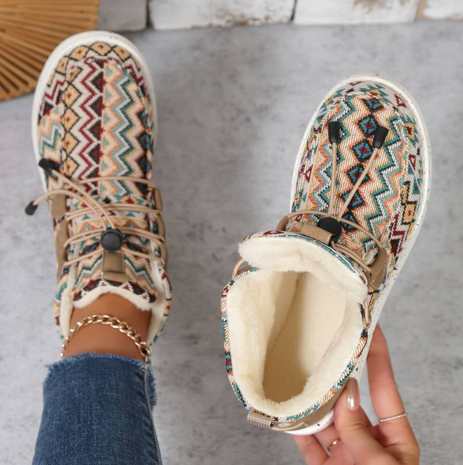 Aurrela | Colorful Geometric Fluffy Boots