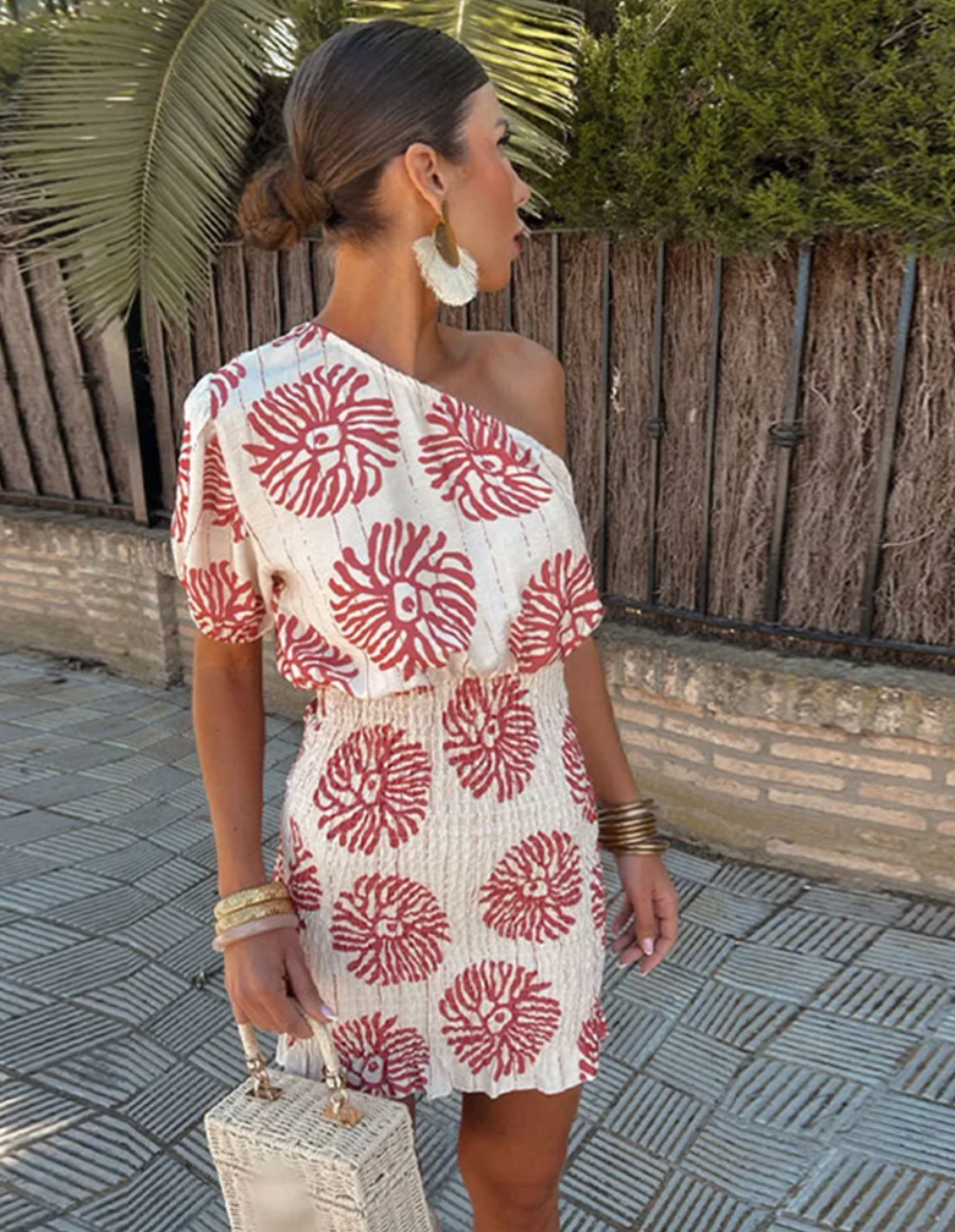 Aurrela | One-Shoulder Printed Summer Dress