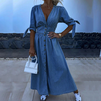 Aurrela | Denim Elegance Maxi Dress