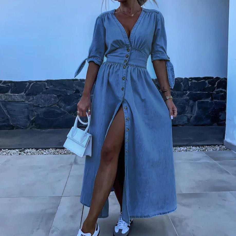 Aurrela | Denim Elegance Maxi Dress