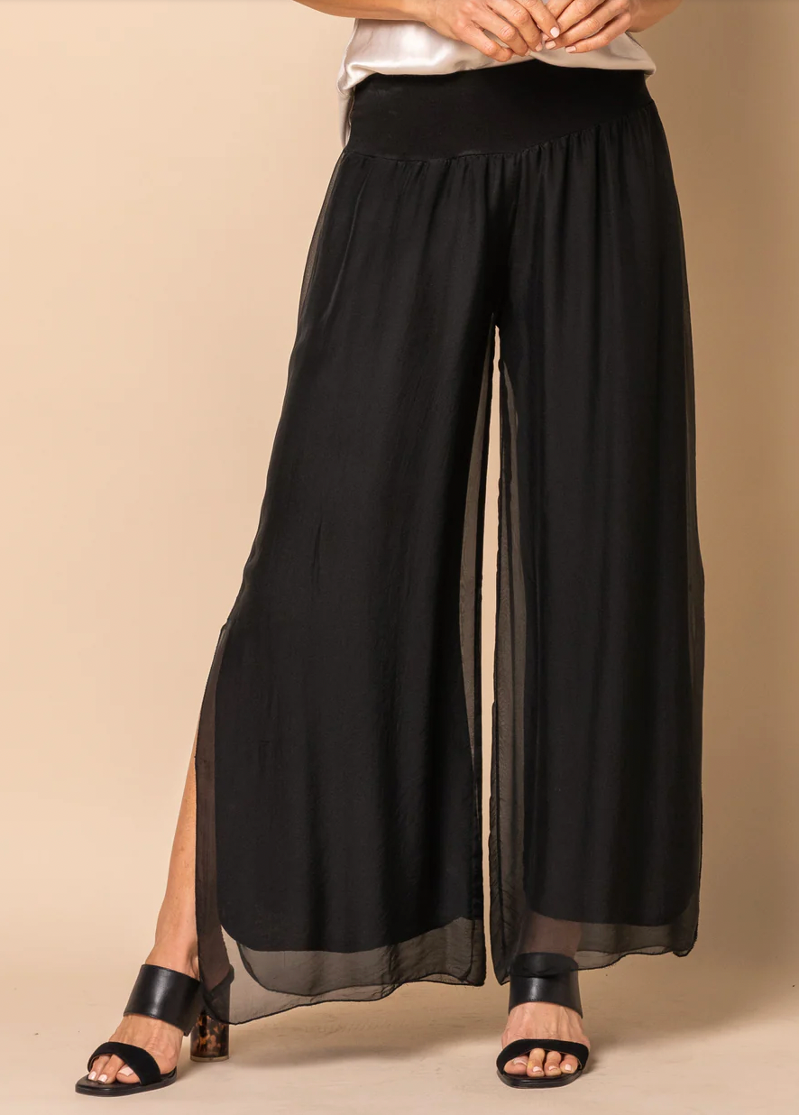 Aurrela | Silk Pants in Onyx