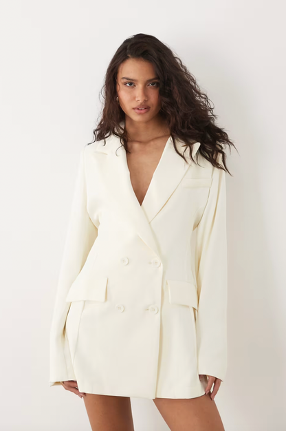 AURRELA | Tailored Wrap Belted Drape Detail Mini Blazer Dress