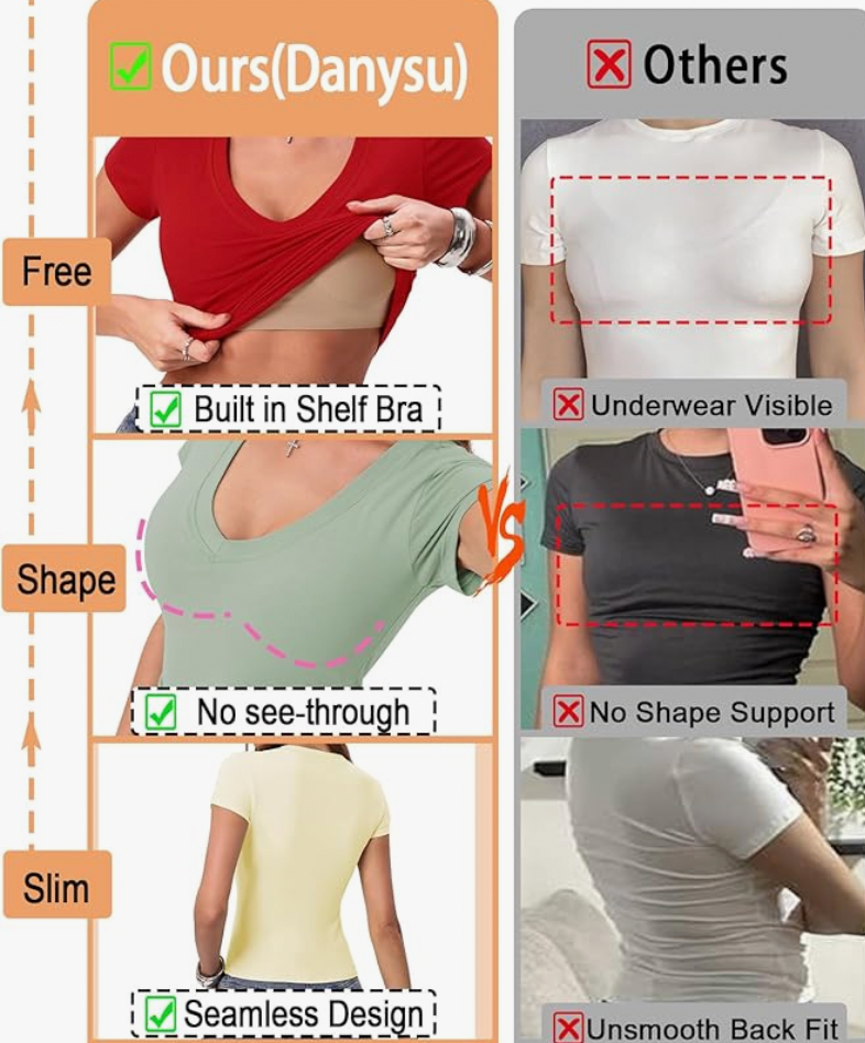 AURRELA | T-Shirt with Built-In Bra | Non See-Through | White