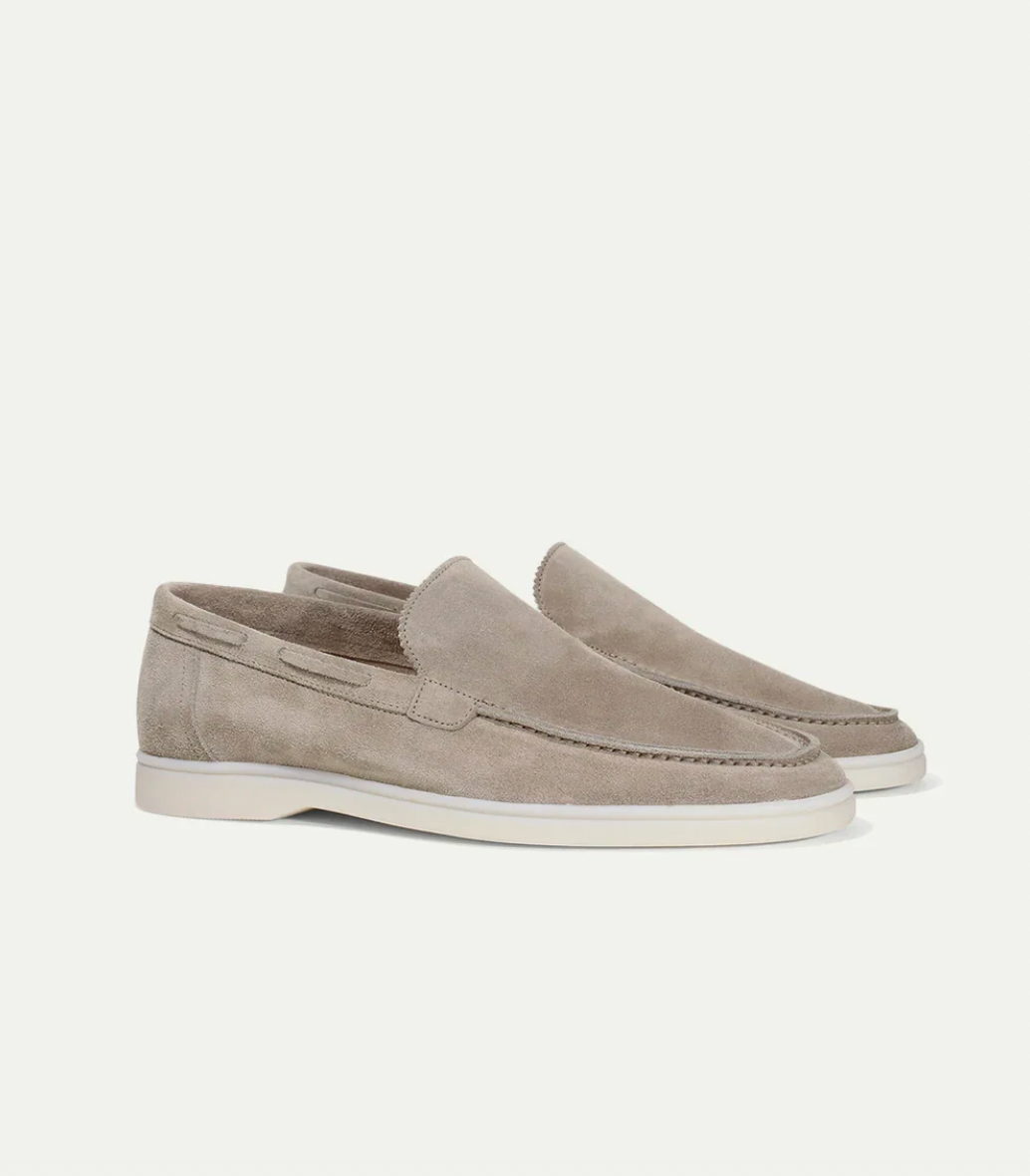 AURRELA | Light Grey Suede Loafers