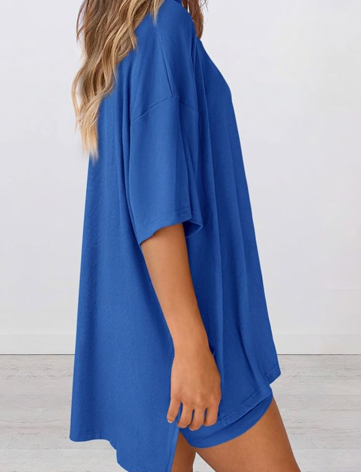AURRELA | Women's 2-Piece Lounge Set | Oversized Shirt & Biker Shorts