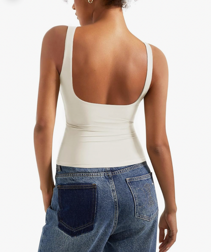 Aurrela | Quilted Tank Top with Open Back | Double Lined