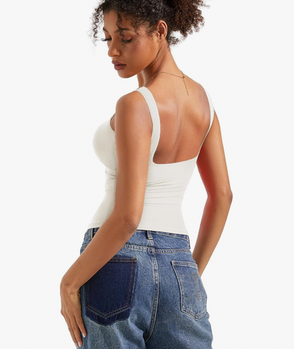 Aurrela | Quilted Tank Top with Open Back | Double Lined