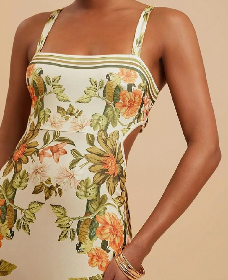Aurrela | Tropical Long Dress with Bow on the Back