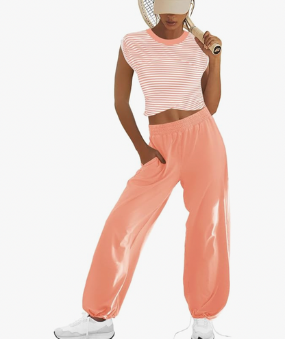 Aurrela | Cropped Top and Wide Trousers with Pockets Tracksuit