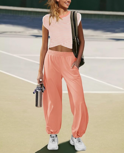 Aurrela | Cropped Top and Wide Trousers with Pockets Tracksuit