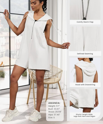 Aurrela | Sporty Hooded Workout Romper