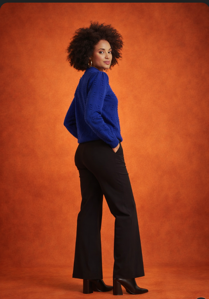 Made In Italy Gebreide Trui Met Bolletjesstructuur | Cobalt