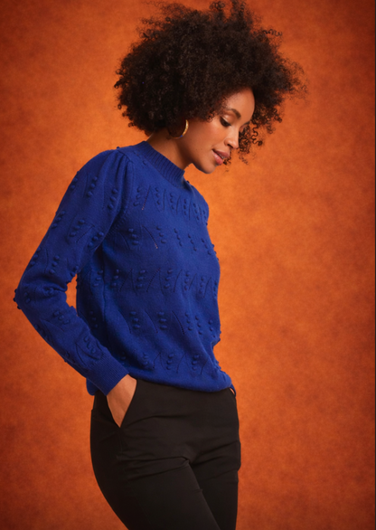 Made In Italy Gebreide Trui Met Bolletjesstructuur | Cobalt