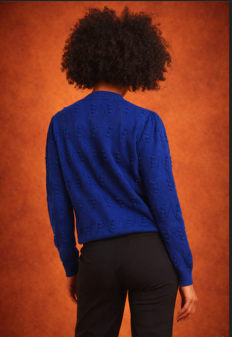 Made In Italy Gebreide Trui Met Bolletjesstructuur | Cobalt